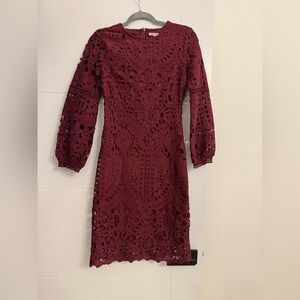 Jessakae Women’s Lace Maroon Crochet Dress Sz Small Career Party